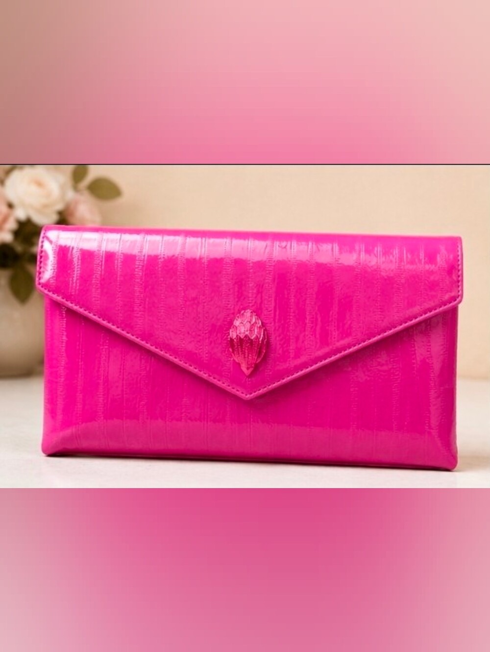 Hot Pink Patent Leather Pointed-Toe Pumps with Matching Clutch - Picture 3 of 8